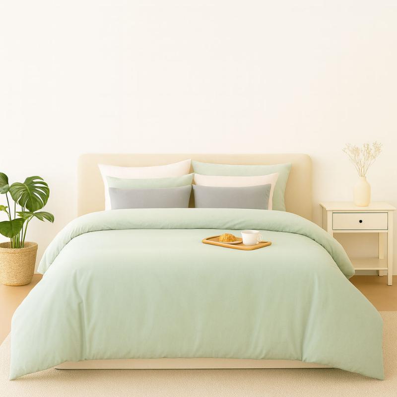 모달 & 이집트산 코튼 이불 커버 세트 (연두빛)