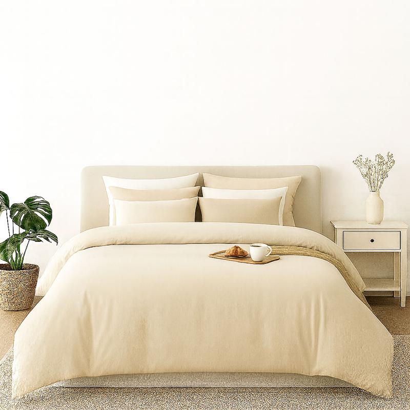 모달 & 이집트산 코튼 이불 커버 세트 (베이지색)