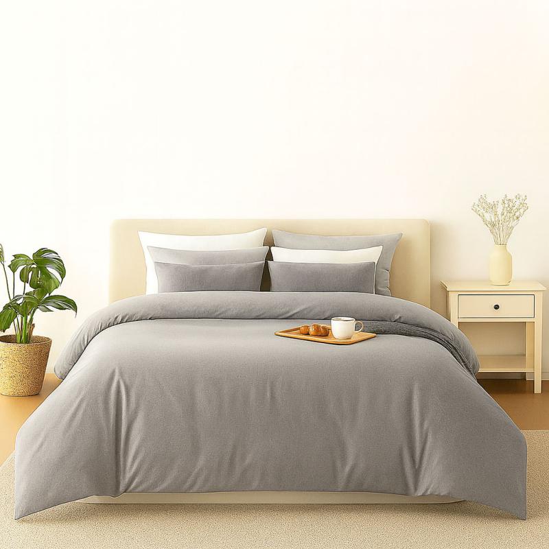 모달 & 이집트산 코튼 이불 커버 세트 (회색)